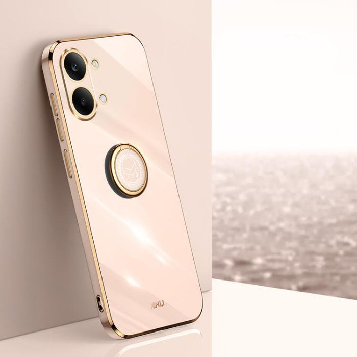 XINLI Estuche a prueba de golpes de TPU con borde dorado chapado en 6D recto con soporte para anillo, For Redmi A7 Pro 4G/5G 171mm, For Redmi Turbo 5 5G/Poco X8 Pro 5G, For Redmi Turbo 5 Max 5G, For Redmi Note 15 4G Global 164mm                        ...