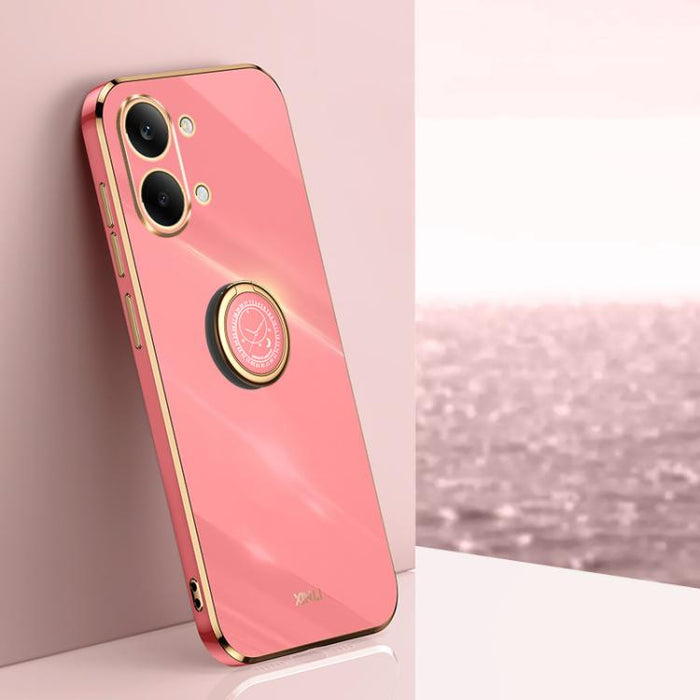 XINLI Estuche a prueba de golpes de TPU con borde dorado chapado en 6D recto con soporte para anillo, For Redmi A7 Pro 4G/5G 171mm, For Redmi Turbo 5 5G/Poco X8 Pro 5G, For Redmi Turbo 5 Max 5G, For Redmi Note 15 4G Global 164mm                        ...