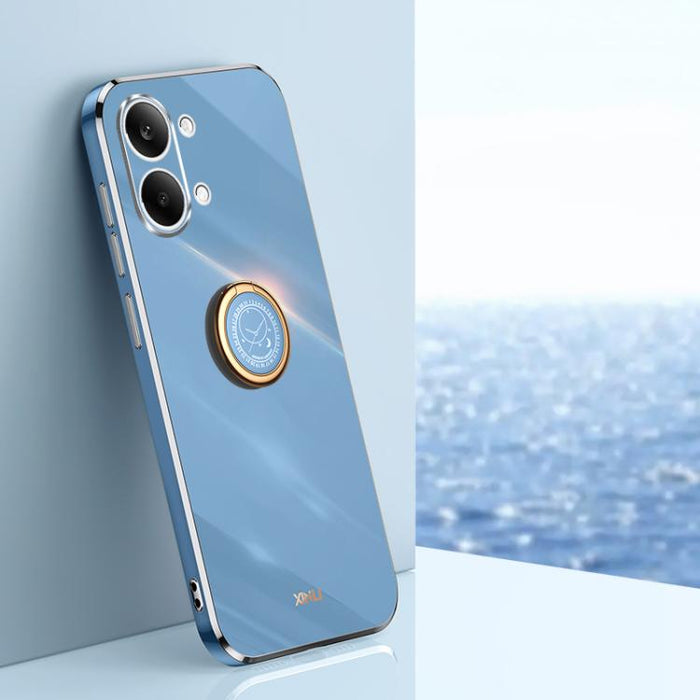 XINLI Estuche a prueba de golpes de TPU con borde dorado chapado en 6D recto con soporte para anillo, For Redmi A7 Pro 4G/5G 171mm, For Redmi Turbo 5 5G/Poco X8 Pro 5G, For Redmi Turbo 5 Max 5G, For Redmi Note 15 4G Global 164mm                        ...