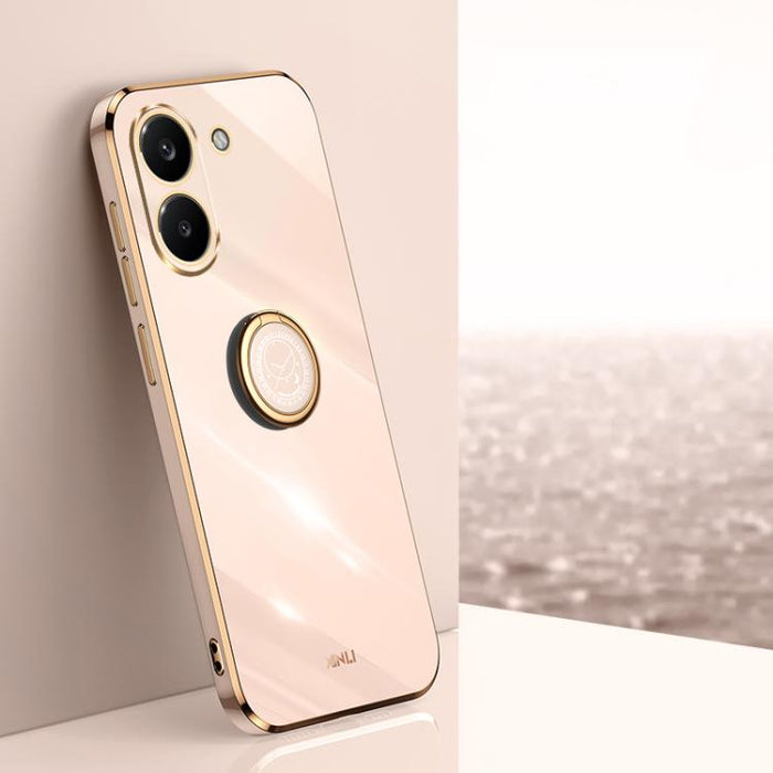 XINLI Estuche a prueba de golpes de TPU con borde dorado chapado en 6D recto con soporte para anillo, For Redmi A7 Pro 4G/5G 171mm, For Redmi Turbo 5 5G/Poco X8 Pro 5G, For Redmi Turbo 5 Max 5G, For Redmi Note 15 4G Global 164mm                        ...