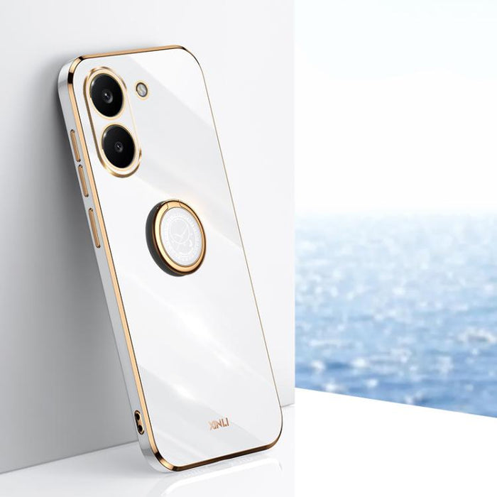 XINLI Estuche a prueba de golpes de TPU con borde dorado chapado en 6D recto con soporte para anillo, For Redmi A7 Pro 4G/5G 171mm, For Redmi Turbo 5 5G/Poco X8 Pro 5G, For Redmi Turbo 5 Max 5G, For Redmi Note 15 4G Global 164mm                        ...