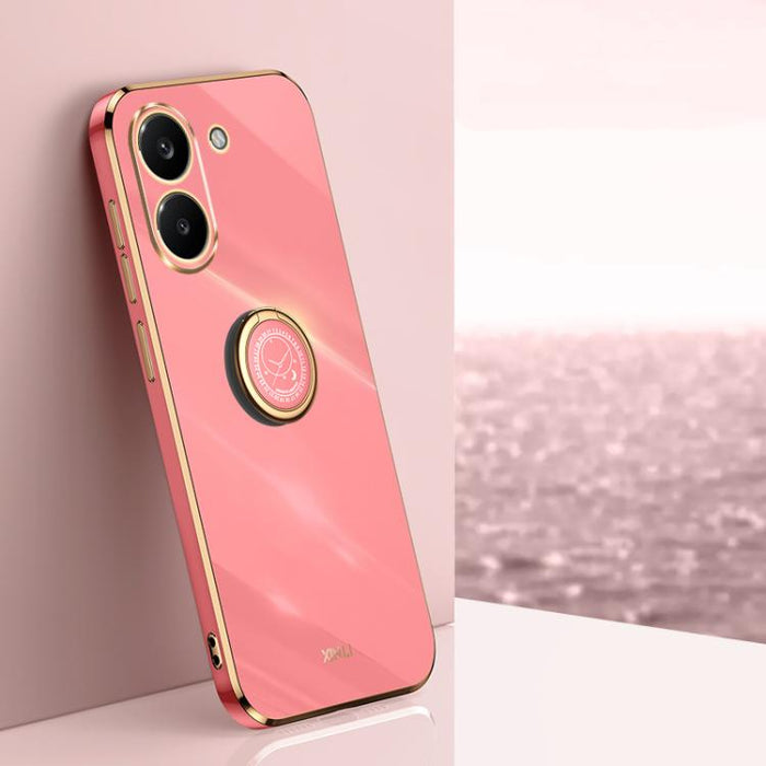 XINLI Estuche a prueba de golpes de TPU con borde dorado chapado en 6D recto con soporte para anillo, For Redmi A7 Pro 4G/5G 171mm, For Redmi Turbo 5 5G/Poco X8 Pro 5G, For Redmi Turbo 5 Max 5G, For Redmi Note 15 4G Global 164mm                        ...