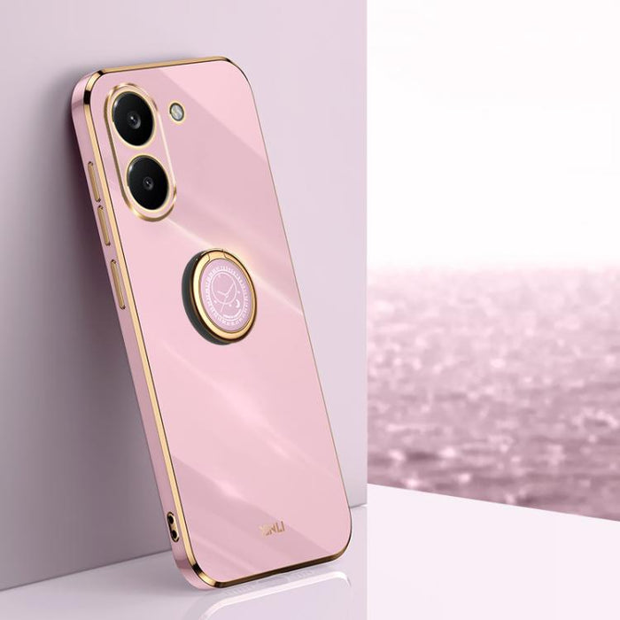 XINLI Estuche a prueba de golpes de TPU con borde dorado chapado en 6D recto con soporte para anillo, For Redmi A7 Pro 4G/5G 171mm, For Redmi Turbo 5 5G/Poco X8 Pro 5G, For Redmi Turbo 5 Max 5G, For Redmi Note 15 4G Global 164mm                        ...