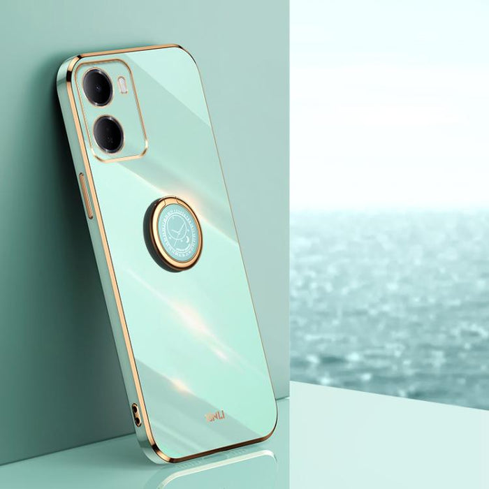 XINLI Estuche a prueba de golpes de TPU con borde dorado chapado en 6D recto con soporte para anillo, For Redmi A7 Pro 4G/5G 171mm, For Redmi Turbo 5 5G/Poco X8 Pro 5G, For Redmi Turbo 5 Max 5G, For Redmi Note 15 4G Global 164mm                        ...