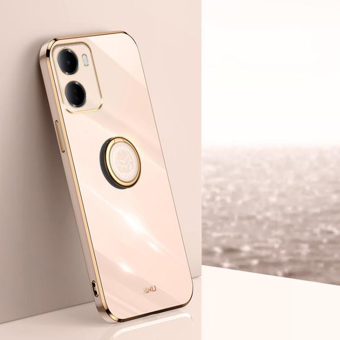 XINLI Estuche a prueba de golpes de TPU con borde dorado chapado en 6D recto con soporte para anillo, For Redmi A7 Pro 4G/5G 171mm, For Redmi Turbo 5 5G/Poco X8 Pro 5G, For Redmi Turbo 5 Max 5G, For Redmi Note 15 4G Global 164mm                        ...