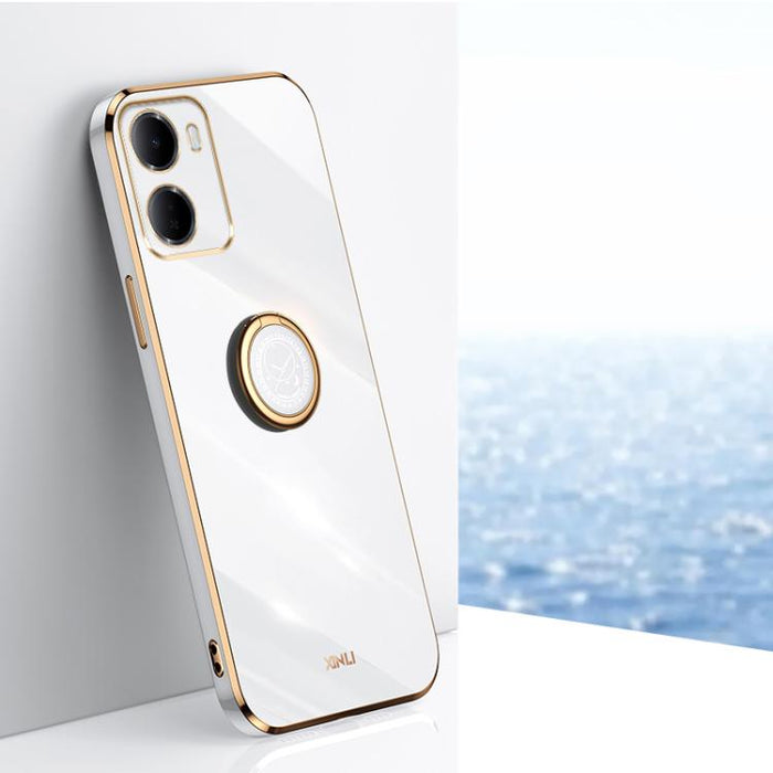 XINLI Estuche a prueba de golpes de TPU con borde dorado chapado en 6D recto con soporte para anillo, For Redmi A7 Pro 4G/5G 171mm, For Redmi Turbo 5 5G/Poco X8 Pro 5G, For Redmi Turbo 5 Max 5G, For Redmi Note 15 4G Global 164mm                        ...