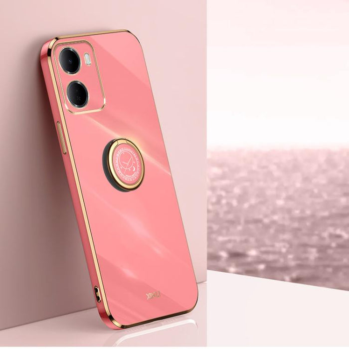 XINLI Estuche a prueba de golpes de TPU con borde dorado chapado en 6D recto con soporte para anillo, For Redmi A7 Pro 4G/5G 171mm, For Redmi Turbo 5 5G/Poco X8 Pro 5G, For Redmi Turbo 5 Max 5G, For Redmi Note 15 4G Global 164mm                        ...