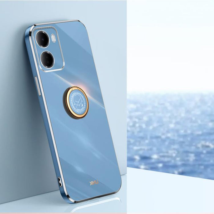 XINLI Estuche a prueba de golpes de TPU con borde dorado chapado en 6D recto con soporte para anillo, For Redmi A7 Pro 4G/5G 171mm, For Redmi Turbo 5 5G/Poco X8 Pro 5G, For Redmi Turbo 5 Max 5G, For Redmi Note 15 4G Global 164mm                        ...