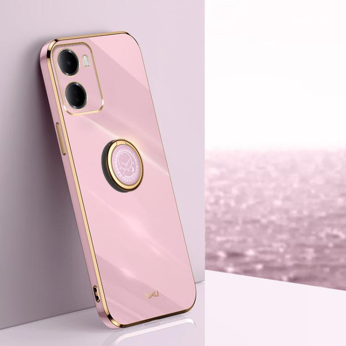 XINLI Estuche a prueba de golpes de TPU con borde dorado chapado en 6D recto con soporte para anillo, For Redmi A7 Pro 4G/5G 171mm, For Redmi Turbo 5 5G/Poco X8 Pro 5G, For Redmi Turbo 5 Max 5G, For Redmi Note 15 4G Global 164mm                        ...