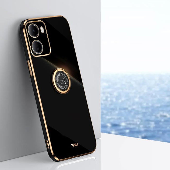 XINLI Estuche a prueba de golpes de TPU con borde dorado chapado en 6D recto con soporte para anillo, For Redmi A7 Pro 4G/5G 171mm, For Redmi Turbo 5 5G/Poco X8 Pro 5G, For Redmi Turbo 5 Max 5G, For Redmi Note 15 4G Global 164mm                        ...
