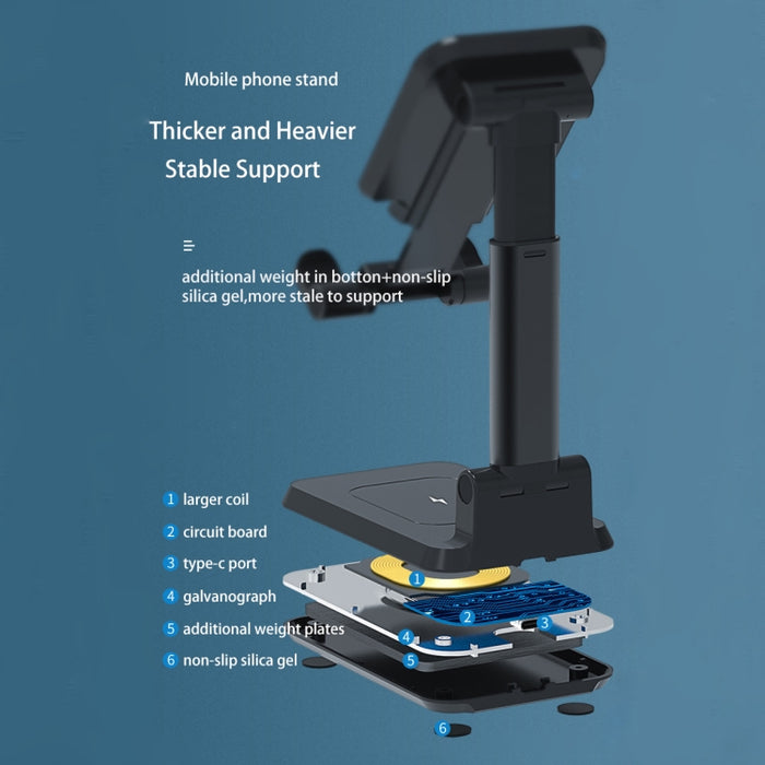 T6 2 en 1 Soporte plegable portátil Carga inalámbrica