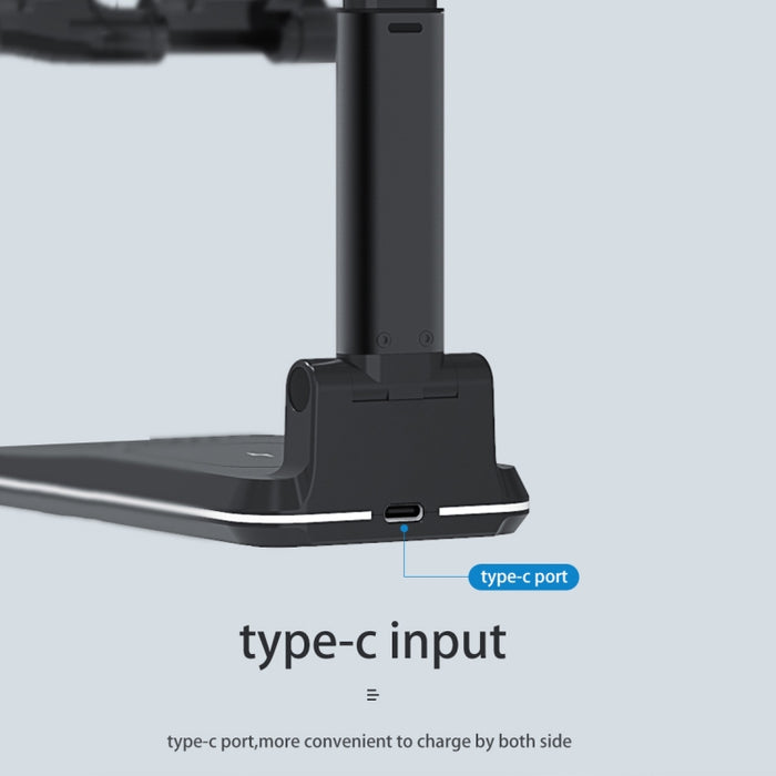 T6 2 en 1 Soporte plegable portátil Carga inalámbrica
