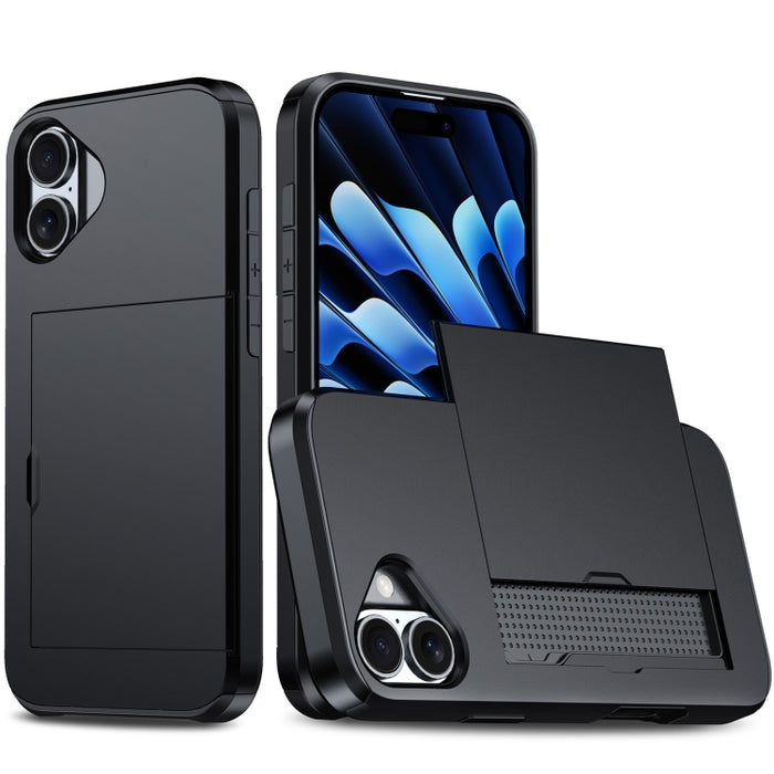 Funda para teléfono con armadura a prueba de golpes y ranura para tarjetas, For iPhone 16