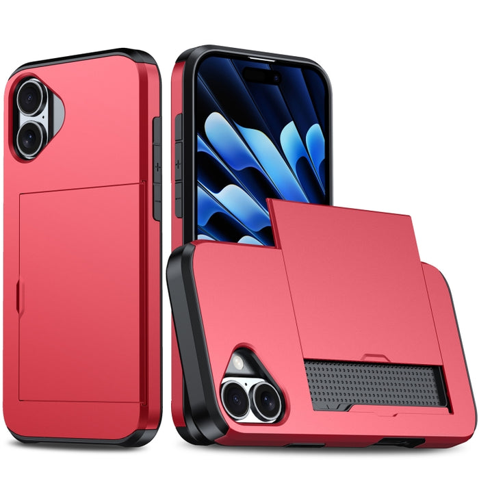 Funda para teléfono con armadura a prueba de golpes y ranura para tarjetas, For iPhone 16