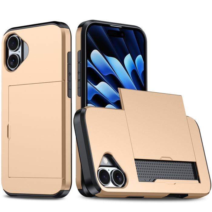 Funda para teléfono con armadura a prueba de golpes y ranura para tarjetas, For iPhone 16