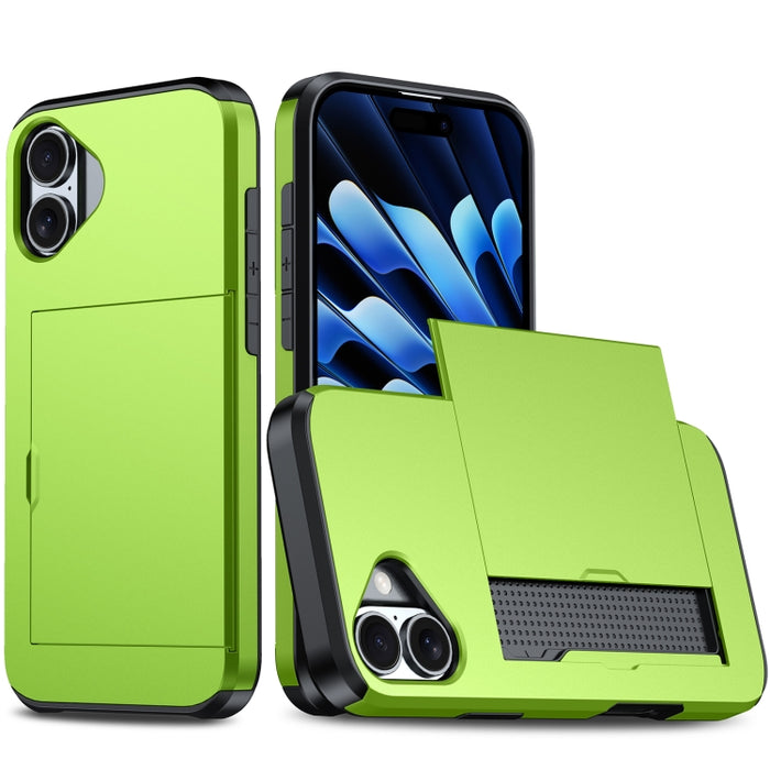 Funda para teléfono con armadura a prueba de golpes y ranura para tarjetas, For iPhone 16