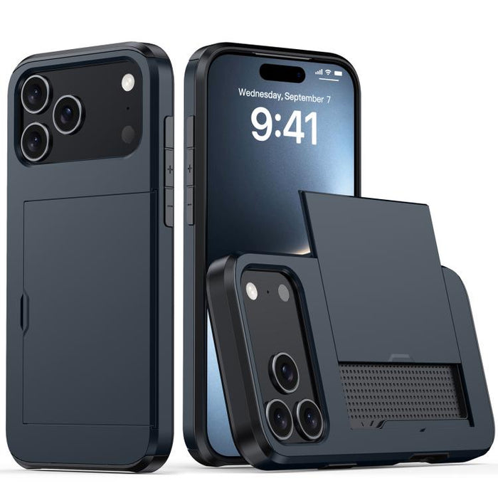 Funda para teléfono con armadura a prueba de golpes y ranura para tarjetas, For iPhone 17 Pro Max, For iPhone 17 Pro, For iPhone 17, For iPhone Air, iPhone 16e, For iPhone 16 Pro Max, For iPhone 16 Pro, For iPhone 16 Plus