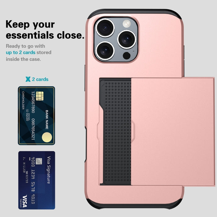 Funda para teléfono con armadura a prueba de golpes y ranura para tarjetas, For iPhone 17 Pro Max, For iPhone 17 Pro, For iPhone 17, For iPhone Air, iPhone 16e, For iPhone 16 Pro Max, For iPhone 16 Pro, For iPhone 16 Plus