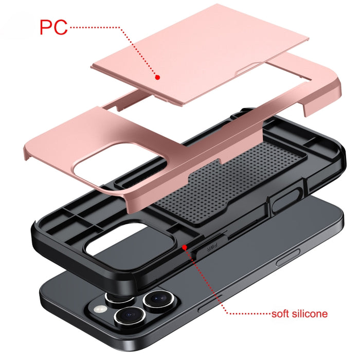 Funda para teléfono con armadura a prueba de golpes y ranura para tarjetas, For iPhone 17 Pro Max, For iPhone 17 Pro, For iPhone 17, For iPhone Air, iPhone 16e, For iPhone 16 Pro Max, For iPhone 16 Pro, For iPhone 16 Plus