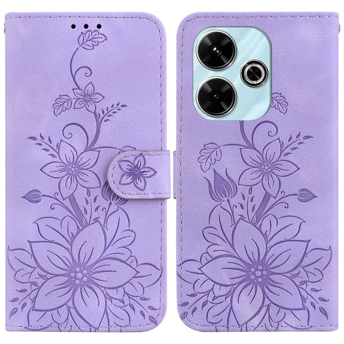 Funda para teléfono de piel con relieve Lily, For Redmi K80 / K80 Pro / Xiaomi Poco F7 Pro, For Redmi Note 14 4G 164.84mm, For Redmi Turbo 4 / Xiaomi Poco X7 Pro, For Redmi Note 14 4G 163.25mm, For Redmi Note 14 5G, For Redmi Note 14 Pro / Note 14 Pro+...