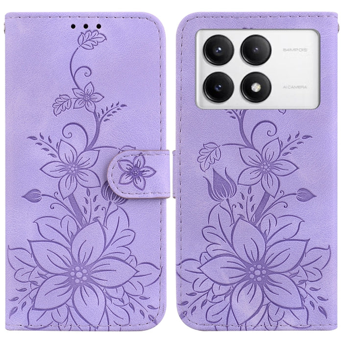 Funda para teléfono de piel con relieve Lily, For Redmi K80 / K80 Pro / Xiaomi Poco F7 Pro, For Redmi Note 14 4G 164.84mm, For Redmi Turbo 4 / Xiaomi Poco X7 Pro, For Redmi Note 14 4G 163.25mm, For Redmi Note 14 5G, For Redmi Note 14 Pro / Note 14 Pro+...
