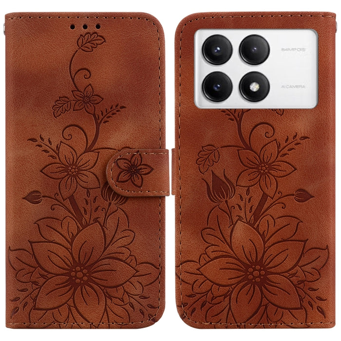 Funda para teléfono de piel con relieve Lily, For Redmi K80 / K80 Pro / Xiaomi Poco F7 Pro, For Redmi Note 14 4G 164.84mm, For Redmi Turbo 4 / Xiaomi Poco X7 Pro, For Redmi Note 14 4G 163.25mm, For Redmi Note 14 5G, For Redmi Note 14 Pro / Note 14 Pro+...
