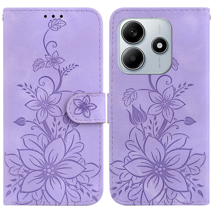 Funda para teléfono de piel con relieve Lily, For Redmi K80 / K80 Pro / Xiaomi Poco F7 Pro, For Redmi Note 14 4G 164.84mm, For Redmi Turbo 4 / Xiaomi Poco X7 Pro, For Redmi Note 14 4G 163.25mm, For Redmi Note 14 5G, For Redmi Note 14 Pro / Note 14 Pro+...