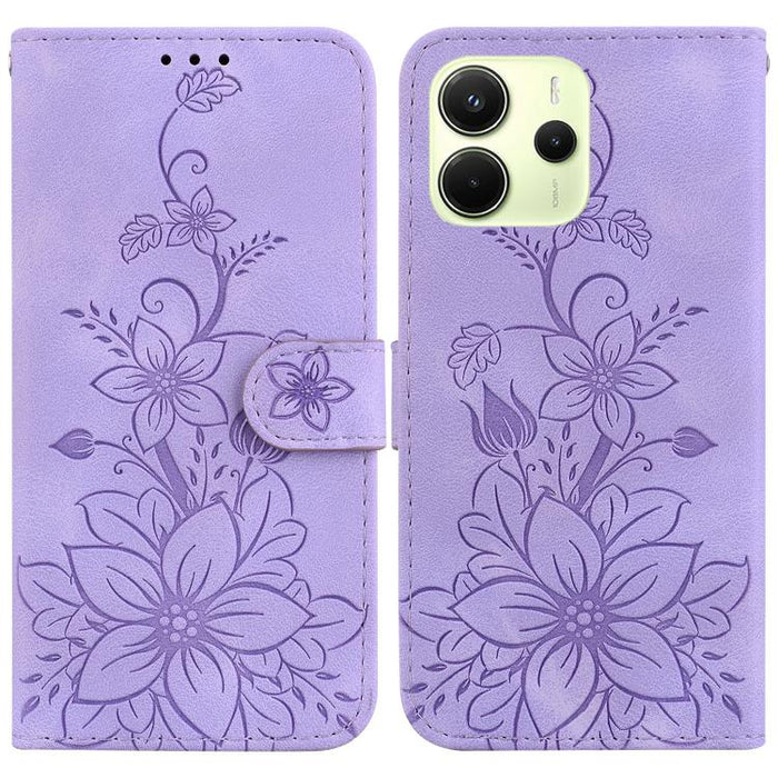 Funda para teléfono de piel con relieve Lily, For Redmi K80 / K80 Pro / Xiaomi Poco F7 Pro, For Redmi Note 14 4G 164.84mm, For Redmi Turbo 4 / Xiaomi Poco X7 Pro, For Redmi Note 14 4G 163.25mm, For Redmi Note 14 5G, For Redmi Note 14 Pro / Note 14 Pro+...