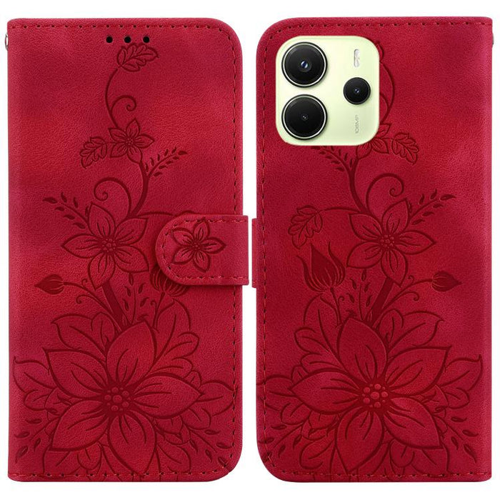 Funda para teléfono de piel con relieve Lily, For Redmi K80 / K80 Pro / Xiaomi Poco F7 Pro, For Redmi Note 14 4G 164.84mm, For Redmi Turbo 4 / Xiaomi Poco X7 Pro, For Redmi Note 14 4G 163.25mm, For Redmi Note 14 5G, For Redmi Note 14 Pro / Note 14 Pro+...