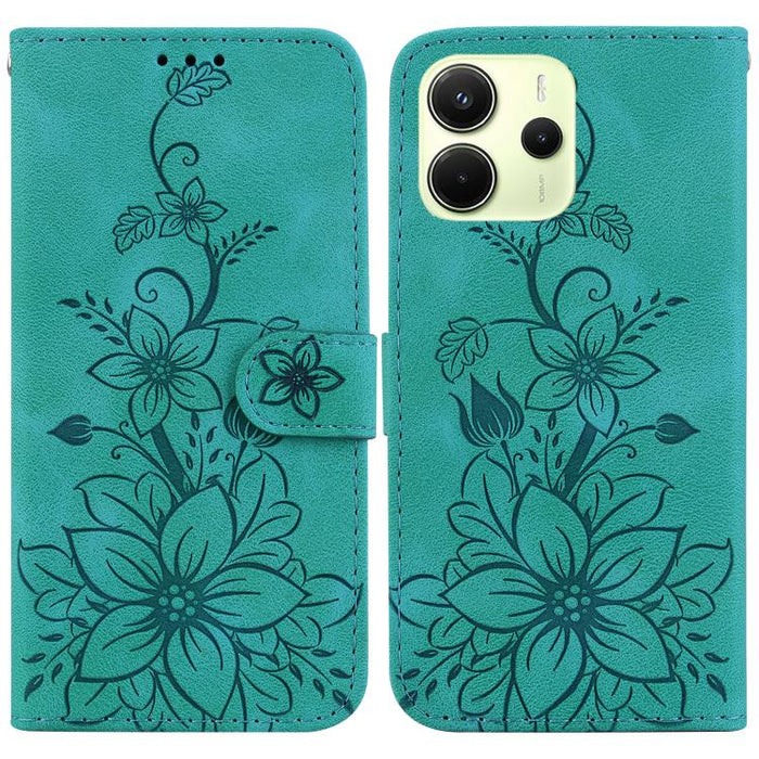 Funda para teléfono de piel con relieve Lily, For Redmi K80 / K80 Pro / Xiaomi Poco F7 Pro, For Redmi Note 14 4G 164.84mm, For Redmi Turbo 4 / Xiaomi Poco X7 Pro, For Redmi Note 14 4G 163.25mm, For Redmi Note 14 5G, For Redmi Note 14 Pro / Note 14 Pro+...
