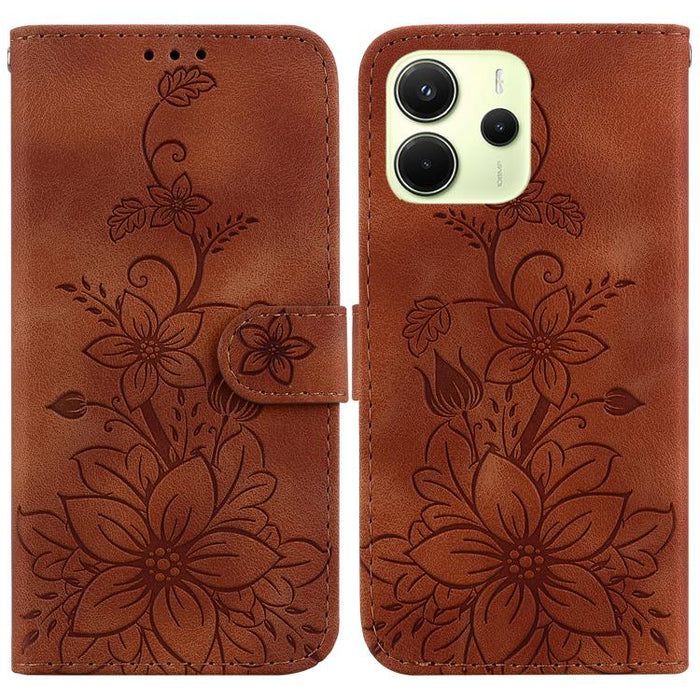 Funda para teléfono de piel con relieve Lily, For Redmi K80 / K80 Pro / Xiaomi Poco F7 Pro, For Redmi Note 14 4G 164.84mm, For Redmi Turbo 4 / Xiaomi Poco X7 Pro, For Redmi Note 14 4G 163.25mm, For Redmi Note 14 5G, For Redmi Note 14 Pro / Note 14 Pro+...