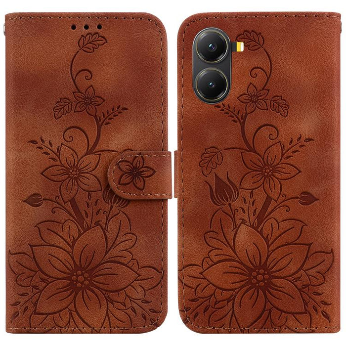 Funda para teléfono de piel con relieve Lily, For Redmi K80 / K80 Pro / Xiaomi Poco F7 Pro, For Redmi Note 14 4G 164.84mm, For Redmi Turbo 4 / Xiaomi Poco X7 Pro, For Redmi Note 14 4G 163.25mm, For Redmi Note 14 5G, For Redmi Note 14 Pro / Note 14 Pro+...