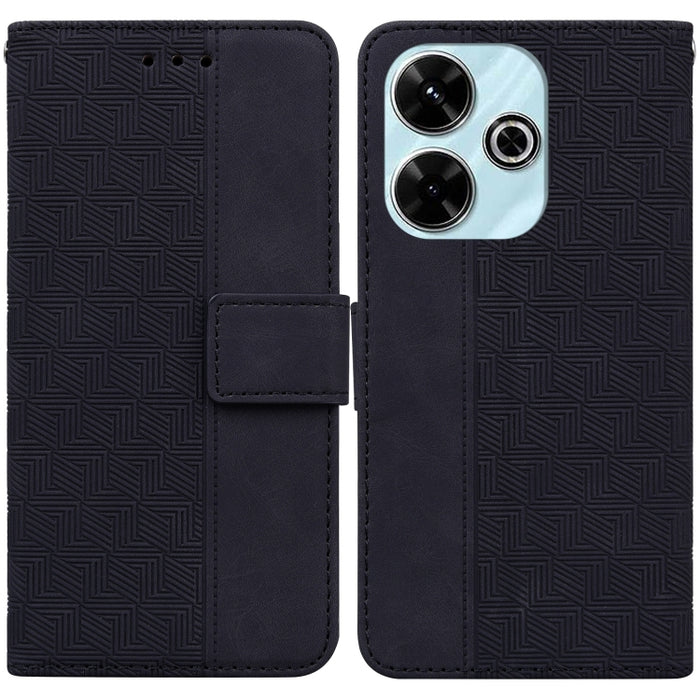 Funda para teléfono de cuero con relieve geométrico, For Redmi Note 14 4G 163.25mm, For Redmi Note 14 5G, For Redmi Note 14 Pro / Note 14 Pro+ 5G, For Redmi 14C 4G, For Redmi 13 4G, For Redmi K70 Pro / K70