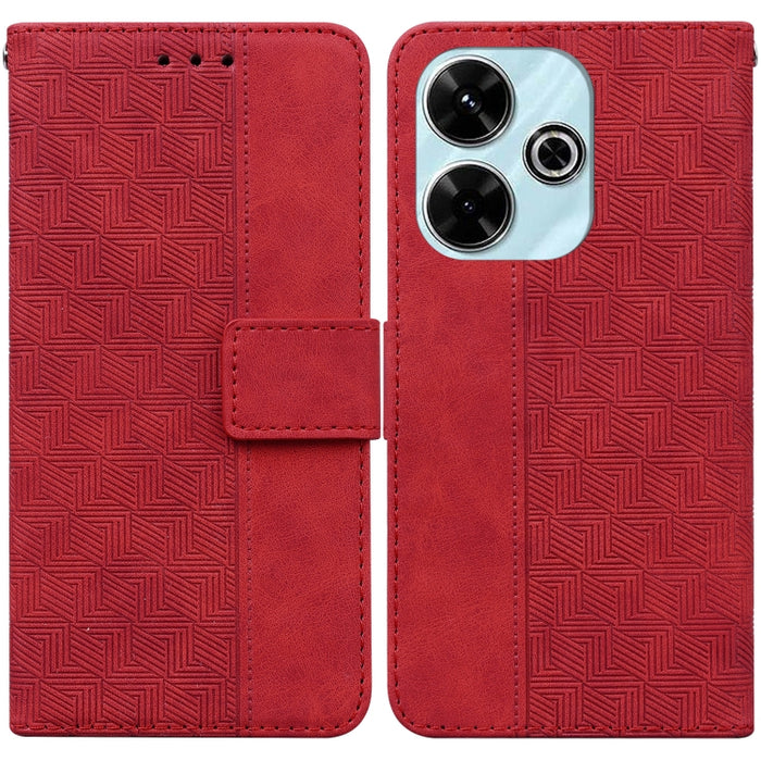 Funda para teléfono de cuero con relieve geométrico, For Redmi Note 14 4G 163.25mm, For Redmi Note 14 5G, For Redmi Note 14 Pro / Note 14 Pro+ 5G, For Redmi 14C 4G, For Redmi 13 4G, For Redmi K70 Pro / K70