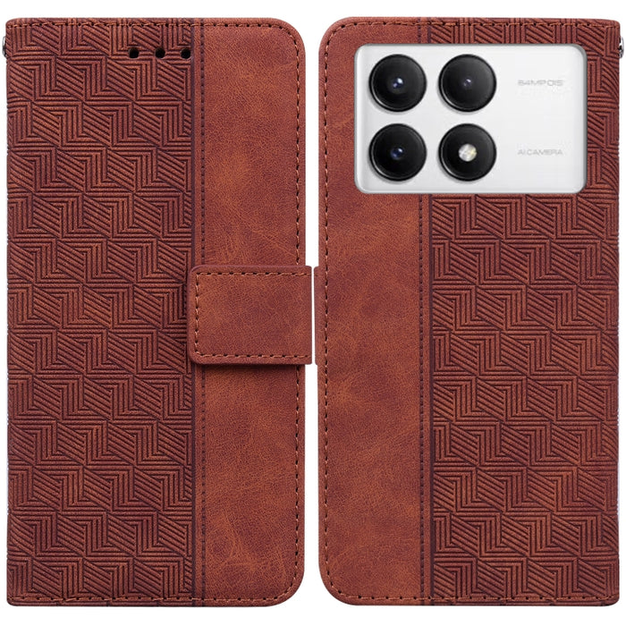 Funda para teléfono de cuero con relieve geométrico, For Redmi Note 14 4G 163.25mm, For Redmi Note 14 5G, For Redmi Note 14 Pro / Note 14 Pro+ 5G, For Redmi 14C 4G, For Redmi 13 4G, For Redmi K70 Pro / K70