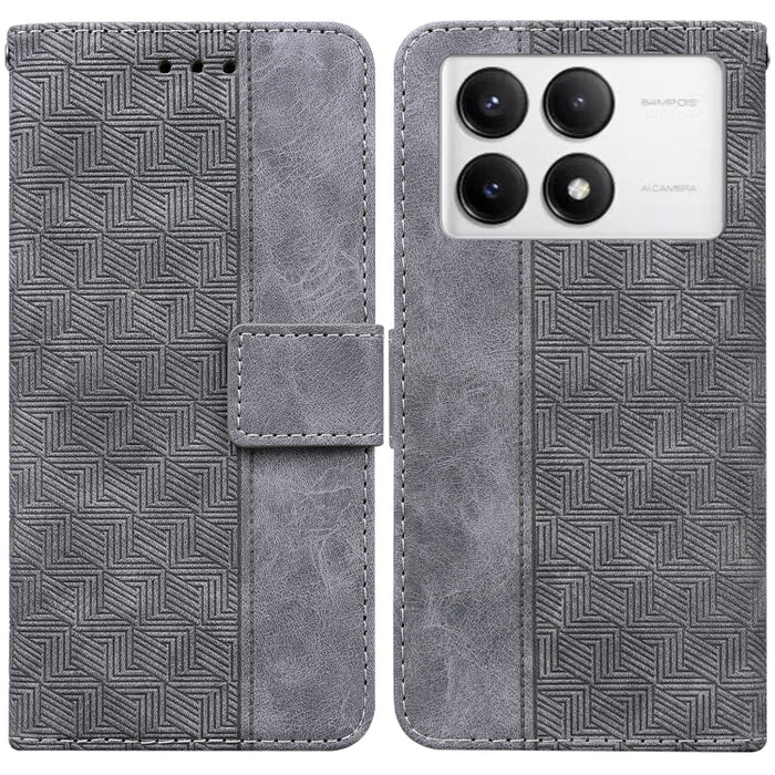 Funda para teléfono de cuero con relieve geométrico, For Redmi Note 14 4G 163.25mm, For Redmi Note 14 5G, For Redmi Note 14 Pro / Note 14 Pro+ 5G, For Redmi 14C 4G, For Redmi 13 4G, For Redmi K70 Pro / K70