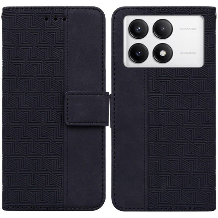 Funda para teléfono de cuero con relieve geométrico, For Redmi Note 14 4G 163.25mm, For Redmi Note 14 5G, For Redmi Note 14 Pro / Note 14 Pro+ 5G, For Redmi 14C 4G, For Redmi 13 4G, For Redmi K70 Pro / K70