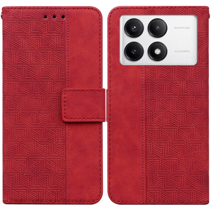 Funda para teléfono de cuero con relieve geométrico, For Redmi Note 14 4G 163.25mm, For Redmi Note 14 5G, For Redmi Note 14 Pro / Note 14 Pro+ 5G, For Redmi 14C 4G, For Redmi 13 4G, For Redmi K70 Pro / K70