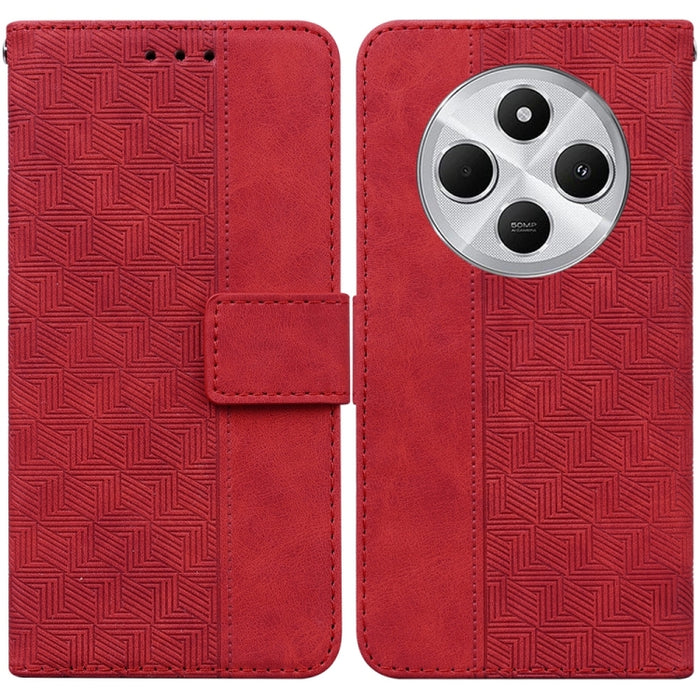 Funda para teléfono de cuero con relieve geométrico, For Redmi Note 14 4G 163.25mm, For Redmi Note 14 5G, For Redmi Note 14 Pro / Note 14 Pro+ 5G, For Redmi 14C 4G, For Redmi 13 4G, For Redmi K70 Pro / K70