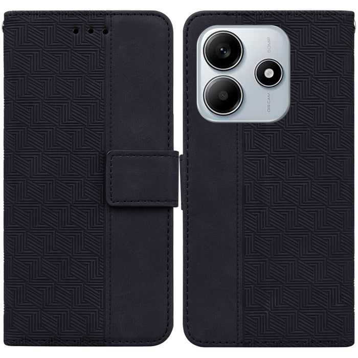Funda para teléfono de cuero con relieve geométrico, For Redmi Note 14 4G 163.25mm, For Redmi Note 14 5G, For Redmi Note 14 Pro / Note 14 Pro+ 5G, For Redmi 14C 4G, For Redmi 13 4G, For Redmi K70 Pro / K70