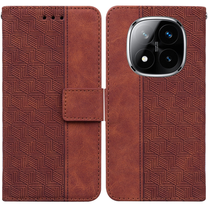 Funda para teléfono de cuero con relieve geométrico, For Redmi Note 14 4G 163.25mm, For Redmi Note 14 5G, For Redmi Note 14 Pro / Note 14 Pro+ 5G, For Redmi 14C 4G, For Redmi 13 4G, For Redmi K70 Pro / K70