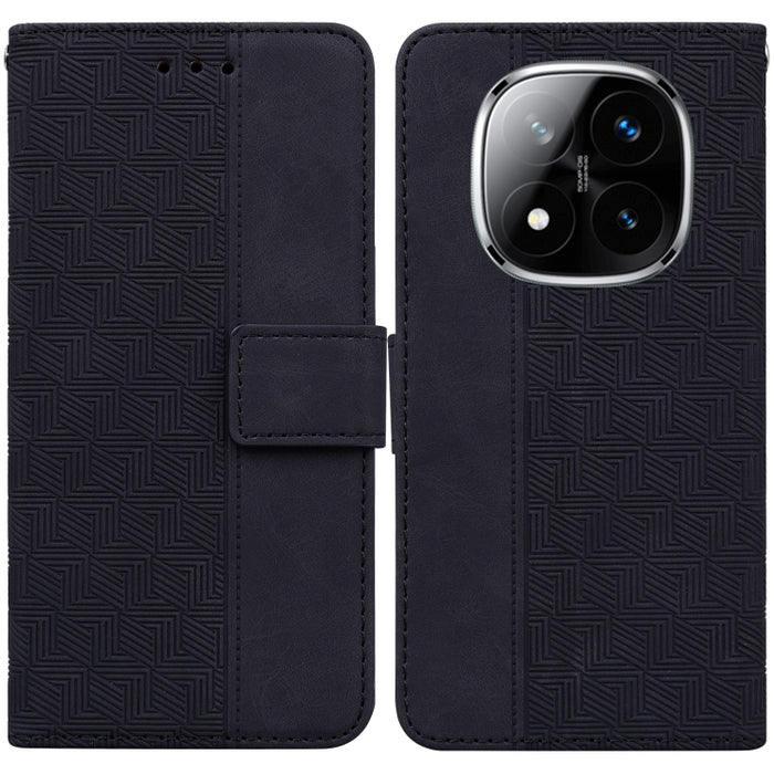 Funda para teléfono de cuero con relieve geométrico, For Redmi Note 14 4G 163.25mm, For Redmi Note 14 5G, For Redmi Note 14 Pro / Note 14 Pro+ 5G, For Redmi 14C 4G, For Redmi 13 4G, For Redmi K70 Pro / K70