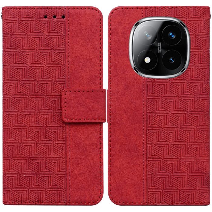 Funda para teléfono de cuero con relieve geométrico, For Redmi Note 14 4G 163.25mm, For Redmi Note 14 5G, For Redmi Note 14 Pro / Note 14 Pro+ 5G, For Redmi 14C 4G, For Redmi 13 4G, For Redmi K70 Pro / K70