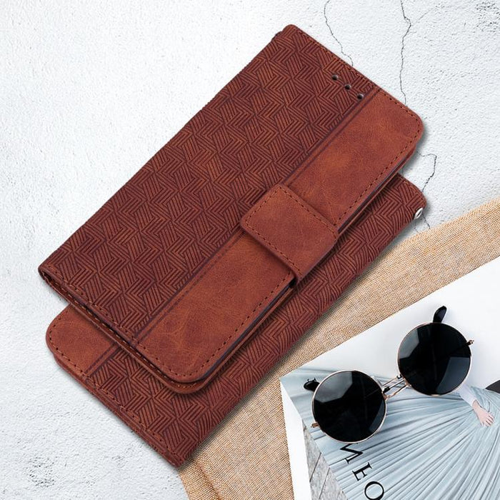 Funda para teléfono de cuero con relieve geométrico, For Redmi Note 14 4G 163.25mm, For Redmi Note 14 5G, For Redmi Note 14 Pro / Note 14 Pro+ 5G, For Redmi 14C 4G, For Redmi 13 4G, For Redmi K70 Pro / K70