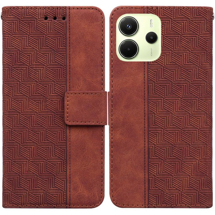 Funda para teléfono de cuero con relieve geométrico, For Redmi Note 14 4G 163.25mm, For Redmi Note 14 5G, For Redmi Note 14 Pro / Note 14 Pro+ 5G, For Redmi 14C 4G, For Redmi 13 4G, For Redmi K70 Pro / K70