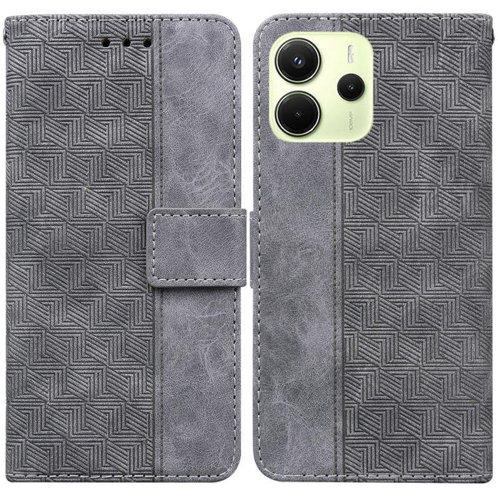 Funda para teléfono de cuero con relieve geométrico, For Redmi Note 14 4G 163.25mm, For Redmi Note 14 5G, For Redmi Note 14 Pro / Note 14 Pro+ 5G, For Redmi 14C 4G, For Redmi 13 4G, For Redmi K70 Pro / K70