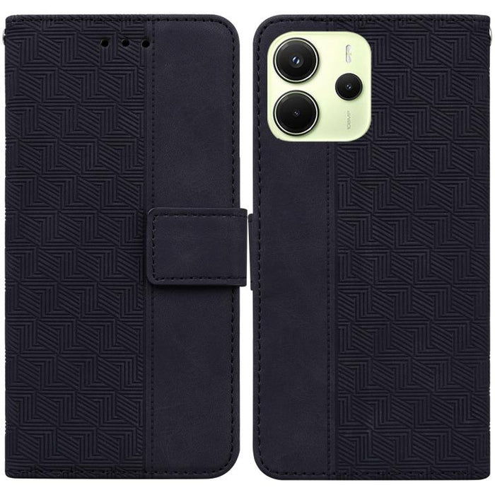 Funda para teléfono de cuero con relieve geométrico, For Redmi Note 14 4G 163.25mm, For Redmi Note 14 5G, For Redmi Note 14 Pro / Note 14 Pro+ 5G, For Redmi 14C 4G, For Redmi 13 4G, For Redmi K70 Pro / K70