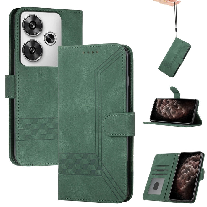 Funda de teléfono de cuero con tapa y sensación de piel cúbica, For Redmi 13 4G, For Redmi Turbo 3 / Poco F6, For Redmi Note 13R Pro / Poco X6 Neo, For Redmi Note 12 Turbo / Poco F5