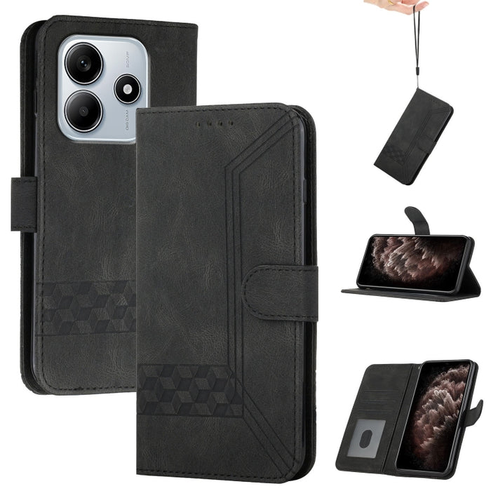 Funda de teléfono de cuero con tapa y sensación de piel cúbica, For Redmi 13 4G, For Redmi Turbo 3 / Poco F6, For Redmi Note 13R Pro / Poco X6 Neo, For Redmi Note 12 Turbo / Poco F5