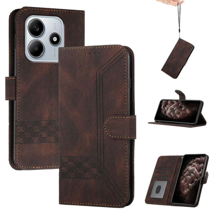 Funda de teléfono de cuero con tapa y sensación de piel cúbica, For Redmi 13 4G, For Redmi Turbo 3 / Poco F6, For Redmi Note 13R Pro / Poco X6 Neo, For Redmi Note 12 Turbo / Poco F5